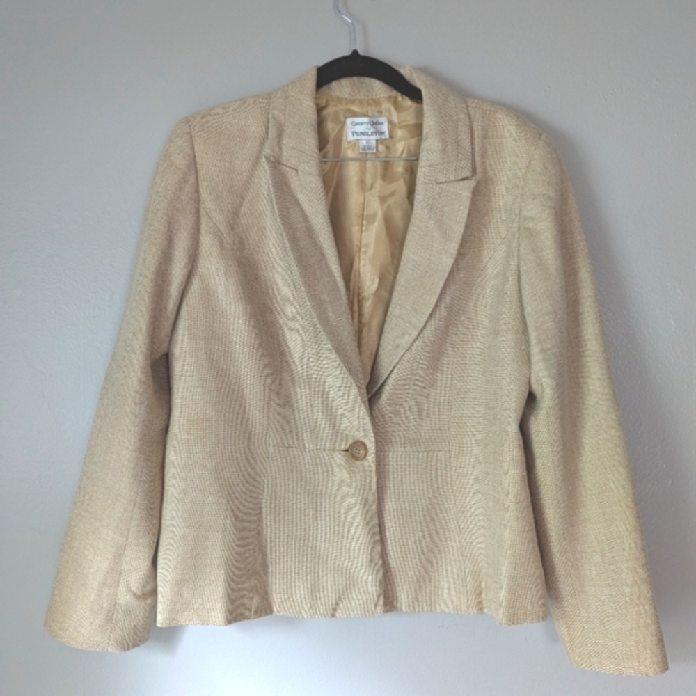 Vtg Pendleton Single Button Wool Blend Woven Blaz… - image 2